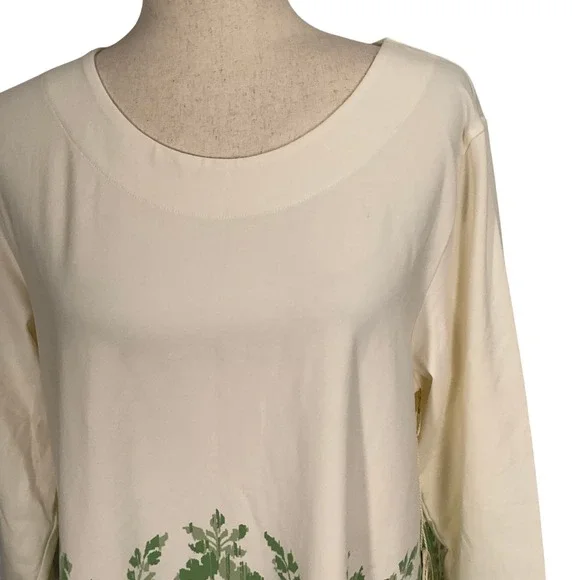 Spartina 449 Island Dress Women XLarge Beige Blue Peeples Song Floral Fringe - Picture 2 of 13